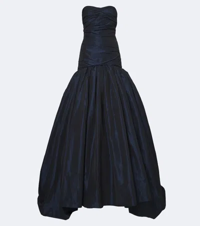 Marmar Halim Draped Taffeta Bustier Gown In Blue