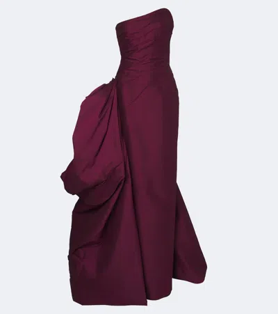 Marmar Halim Draped Taffeta Bustier Gown In Purple