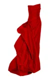 Marmar Halim Draped Taffeta Gown In Red