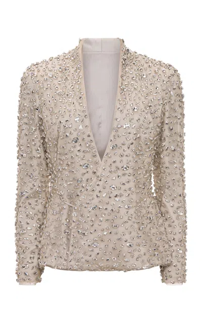 Marmar Halim Embellished Jacket In Nude