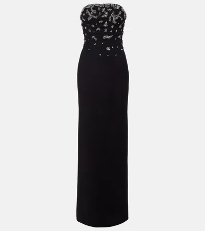 Marmar Halim Embellished Strapless Gown In Black