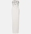 Marmar Halim Embellished Strapless Gown In White