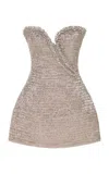 Marmar Halim Embellished Strapless Mini Dress In Silver