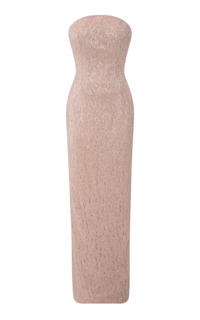 Marmar Halim Embroidered Strapless Maxi Dress In Pink