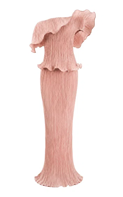 Marmar Halim Exclusive Off-the-shoulder Plissè Gown In Pattern