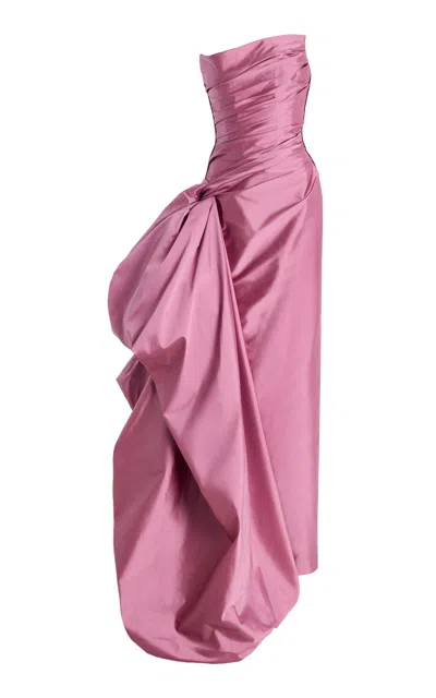 Marmar Halim Exclusive Strapless Ruched Taffeta Gown In Pink