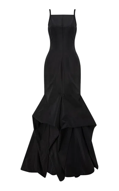 Marmar Halim Fish-cut Taffeta Mermaid Maxi Dress In Black