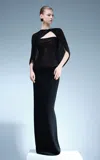 Marmar Halim Hand-pleated Silk & Crepe Cape Gown In Black