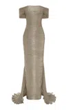 Marmar Halim Hand-pleated Silk Gown In Animal Print
