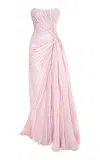 Marmar Halim Hand Pleated Slip Silk Gown In Pink