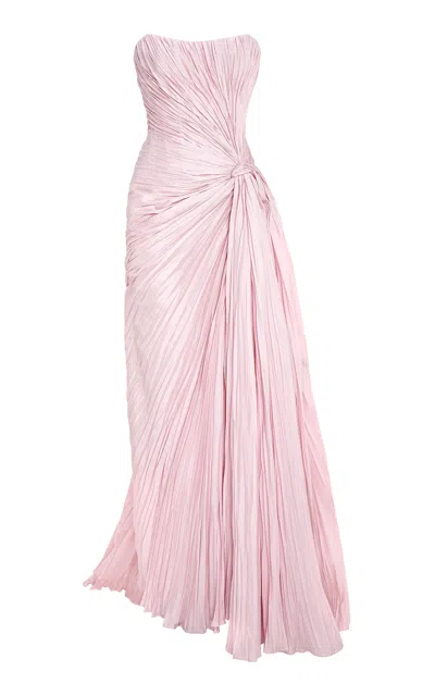 Marmar Halim Hand Pleated Slip Silk Gown In Pink
