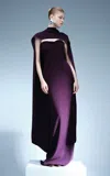 Marmar Halim Hand-sculpted Crepe Cape Gown In Purple