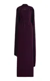 Marmar Halim Hand-sculpted Crepe Cape Gown In Purple
