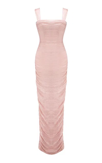 Marmar Halim Hand-pleated Maxi Dress In Pink