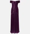 Marmar Halim Off-shoulder Crepe Bustier Gown In Purple