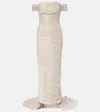 Marmar Halim Off-shoulder Pleated Bustier Gown In Neutral