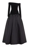 Marmar Halim Off-the-shoulder Crepe & Taffeta Gown In Black
