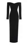 Marmar Halim Off-the-shoulder Crepe Gown In Black