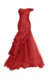 Marmar Halim Off-the-shoulder Layered Gown In Pink