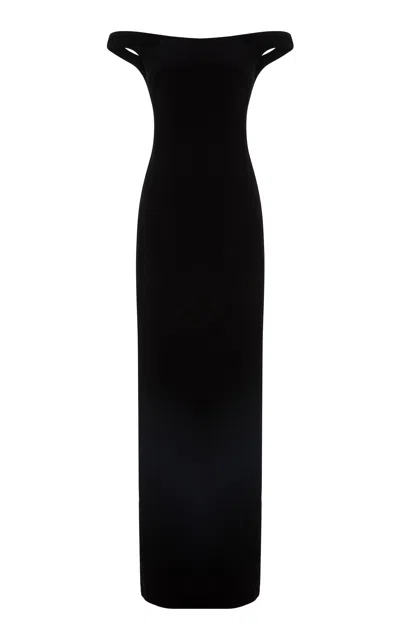 Marmar Halim Off-the-shoulder Maxi Dress In Black