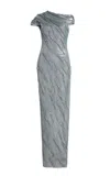 Marmar Halim Off-the-shoulder Sequined Gown In Gray