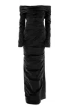 Marmar Halim Off-the-shoulder Taffeta Gown In Black