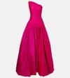 Marmar Halim One-shoulder Ruched Pleated Taffeta Gown In Pink