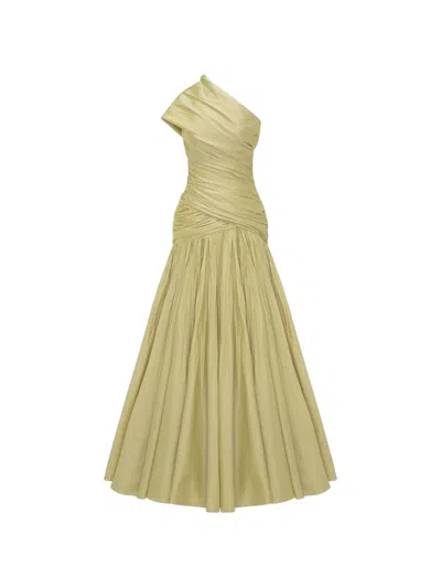 Marmar Halim One-shoulder Ruched Gown In Neutral