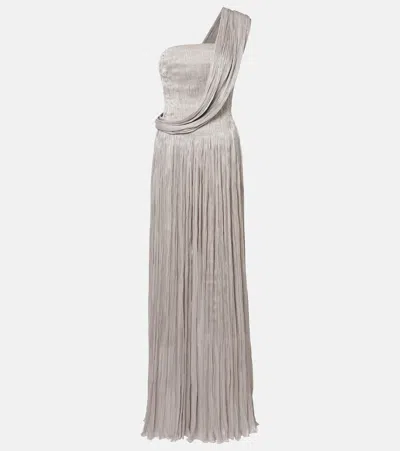 Marmar Halim Pleated Bustier Gown In Brown