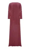 Marmar Halim Pleated Chiffon Evening Gown In Burgundy
