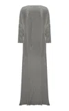 Marmar Halim Pleated Chiffon Evening Gown In Gray