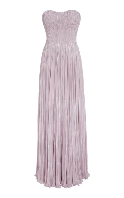 Marmar Halim Pleated Foil Fabric Silk Gown In Pink