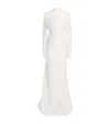 Marmar Halim Pleated High-neck Gown In White