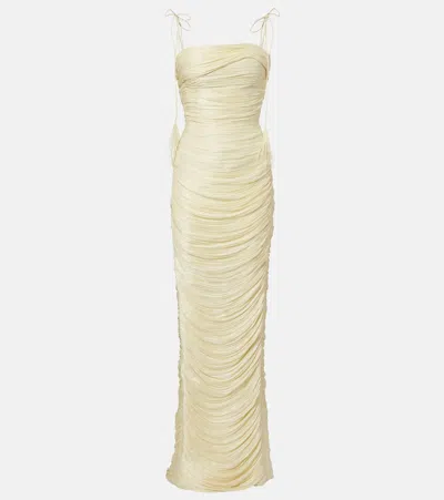 Marmar Halim Pleated Organza Gown In Gold