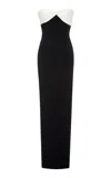 Marmar Halim Pleated Silk Crepe Gown In Black,white