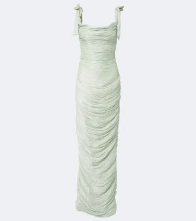 Marmar Halim Pleated Taffeta Gown In Grün