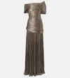 Marmar Halim Ruched Asymmetric Gown In Gold
