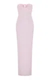Marmar Halim Ruched Bow-detailed Silk Crepe Gown In Light Pink