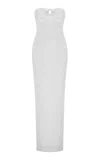 Marmar Halim Ruched Bow-detailed Silk Crepe Gown In Off-white