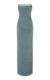 Marmar Halim Ruched Column Gown In Blue