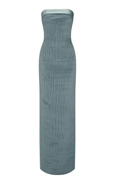 Marmar Halim Ruched Column Gown In Blue