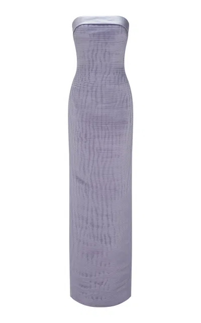 Marmar Halim Ruched Column Gown In Purple
