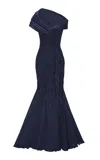 Marmar Halim Ruched Mermaid Gown In Black