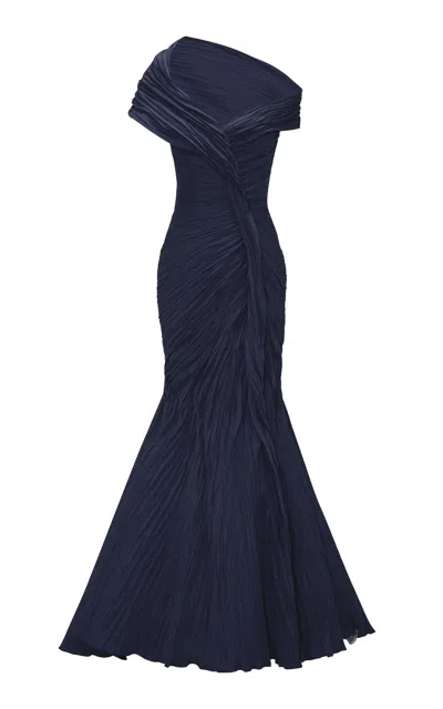 Marmar Halim Ruched Mermaid Gown In Black