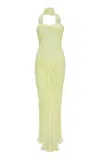 Marmar Halim Ruched-sash Silk Gown In Yellow