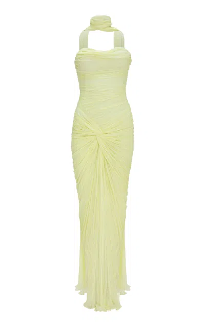 Marmar Halim Ruched-sash Silk Gown In Yellow