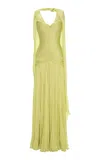 Marmar Halim Ruched Silk-chiffon Gown In Yellow