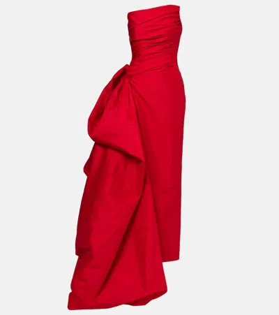 Marmar Halim Ruched Taffetta Gown In Red