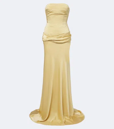 Marmar Halim Satin Corset Gown In Yellow