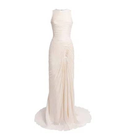 Marmar Halim Satin Ruched Gown In Ivory